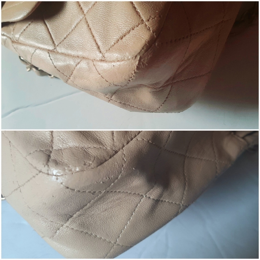 Vtg Chanel Classic Quilted Lambskin Double Flap Bag Beige Small 24k - Picture 16 of 16